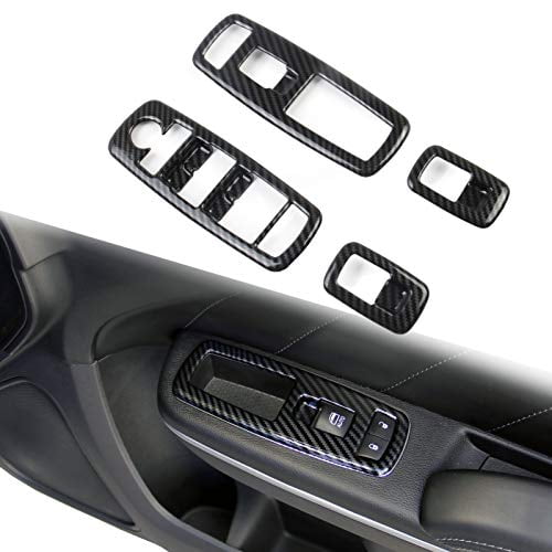 Red Carbon Fiber Window Lift Switch Panel Cover Trim for Dodge Challenger 2015+ Red Carbon Fiber Window Lift Switch Panel Cover Trim for Dodge Challenger 2015+